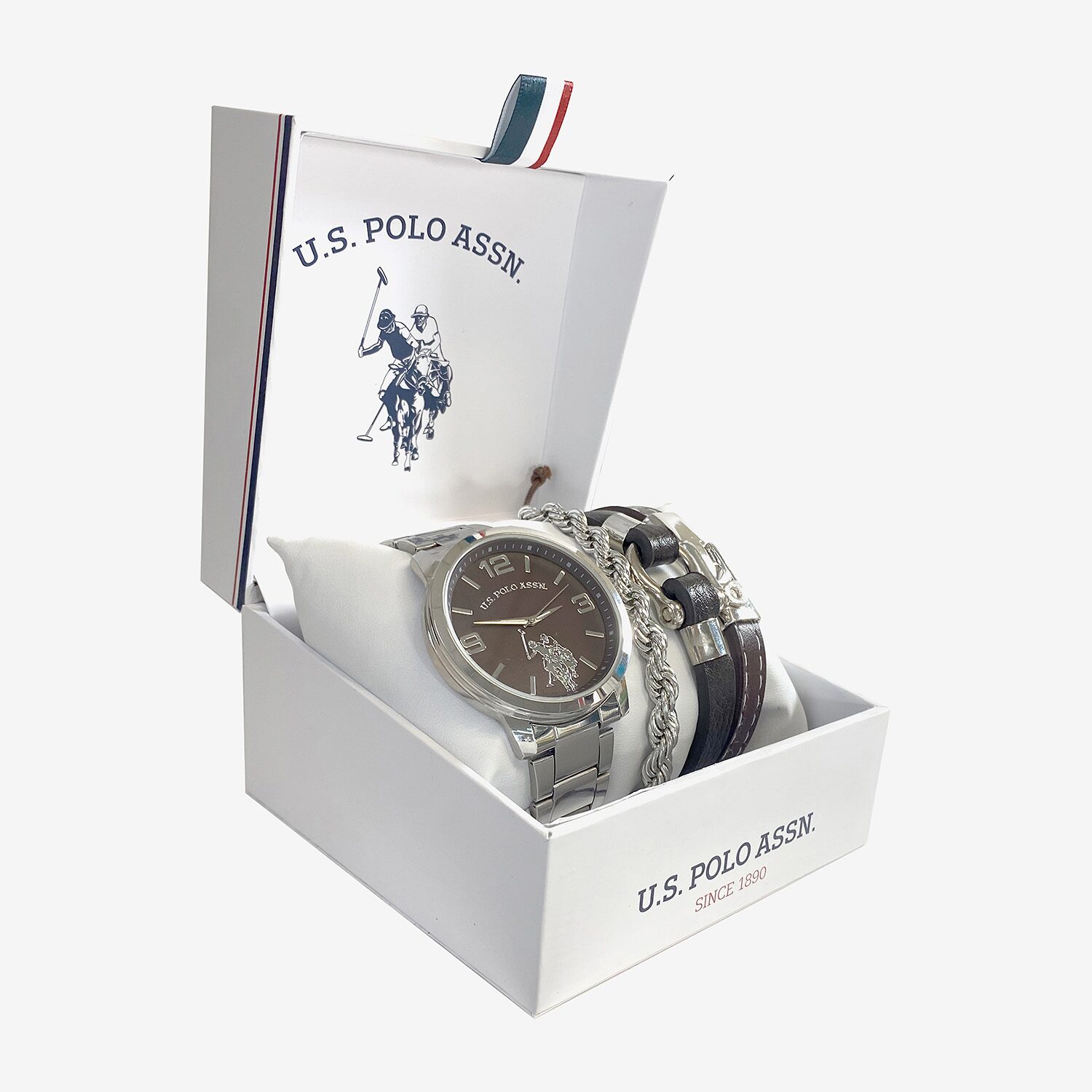 U.S. Polo Assn. Mens Silver Tone 4-pc. Watch Boxed Set Usc20297jc