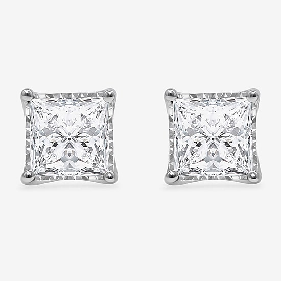 ( I/Si2 ) 2 CT. T.W. Lab-Grown Diamond Sterling Silver or 14K Gold over Silver Princess Stud Earrings