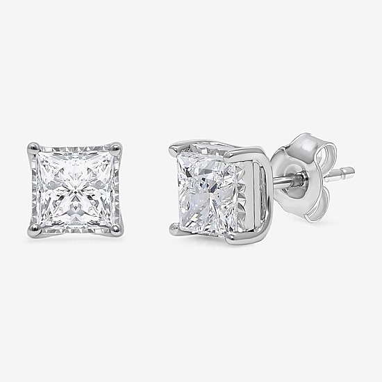 ( I/Si2 ) 2 CT. T.W. Lab-Grown Diamond Sterling Silver or 14K Gold over Silver Princess Stud Earrings