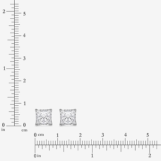 ( I/Si2 ) 2 CT. T.W. Lab-Grown Diamond Sterling Silver or 14K Gold over Silver Princess Stud Earrings