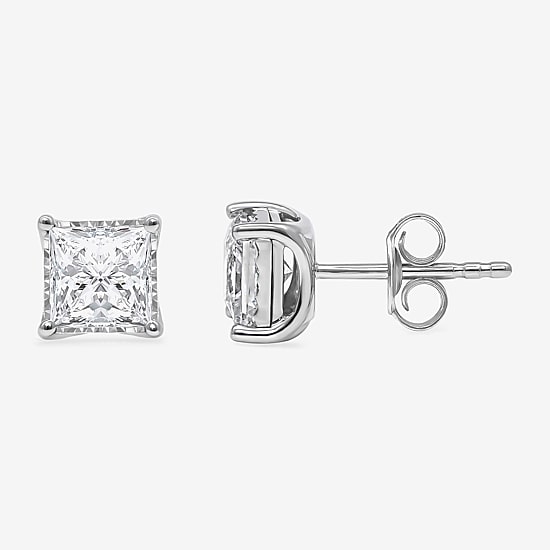 ( I/Si2 ) 2 CT. T.W. Lab-Grown Diamond Sterling Silver or 14K Gold over Silver Princess Stud Earrings