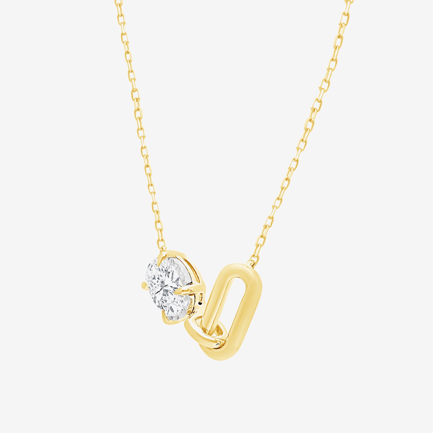 (I/Si2) Womens 1/2 CT. T.W. Lab Grown White Diamond 14K Gold Over Silver Oval 18 Inch Pendant Necklace