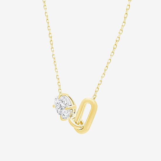 (I/Si2) Womens 1/2 CT. T.W. Lab Grown White Diamond 14K Gold Over Silver Oval 18 Inch Pendant Necklace