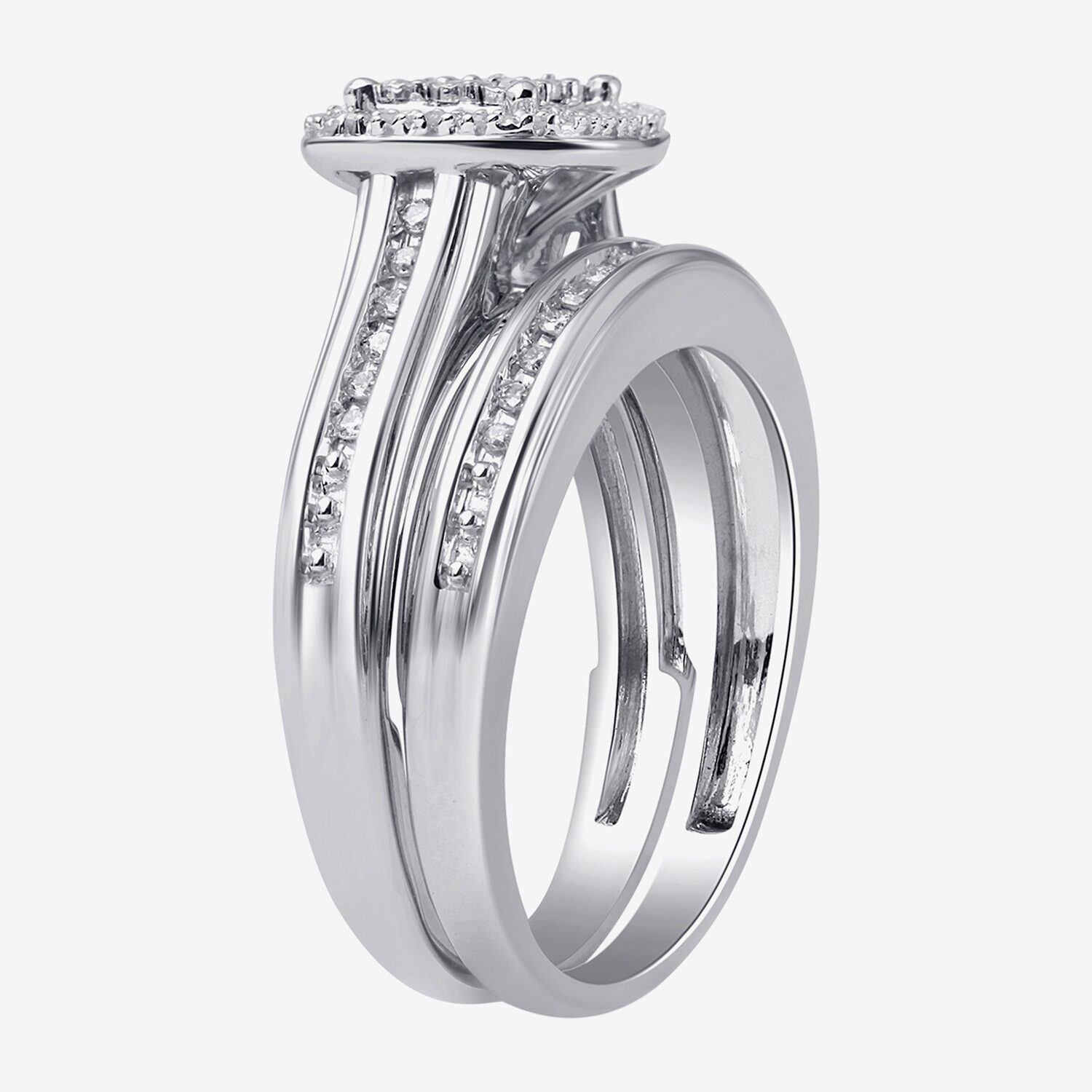 (I, I2) Womens 1/5 CT. Lab Grown White Diamond 14K Gold Over Silver Sterling Bridal Set