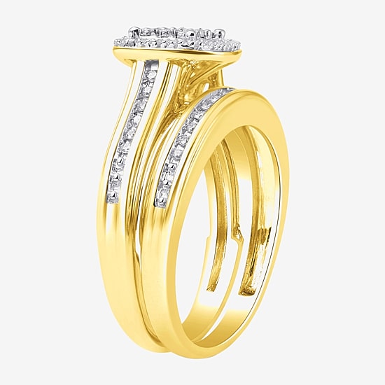 (I, I2) Womens 1/5 CT. Lab Grown White Diamond 14K Gold Over Silver Sterling Silver Bridal Set