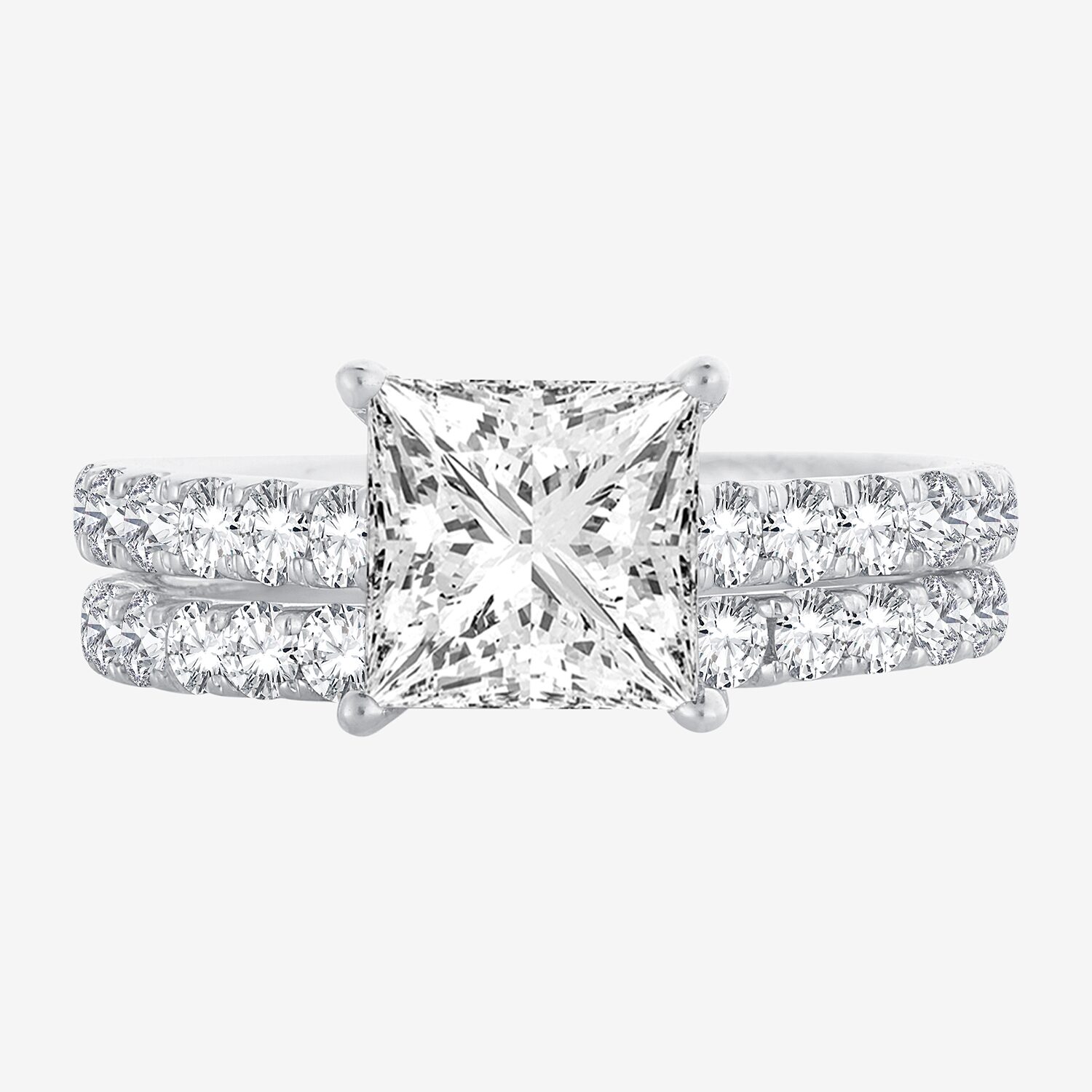 (H-I / SI1-SI2) Signature By Modern Bride Womens 2 1/2 CT. TW. Lab Grown White Diamond 14K Gold Princess Bridal Set