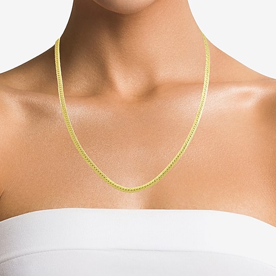 Made in Italy Womens 10K Gold 20 Inch Herringbone Chain Necklace