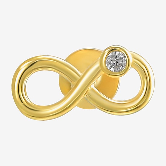 Gold Addiction Womens White Cubic Zirconia 10K Gold 6.5mm Infinity Single Earring