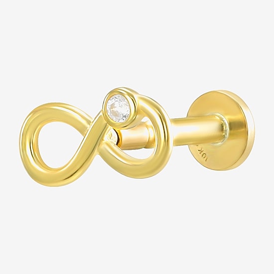 Gold Addiction Womens White Cubic Zirconia 10K Gold 6.5mm Infinity Single Earring