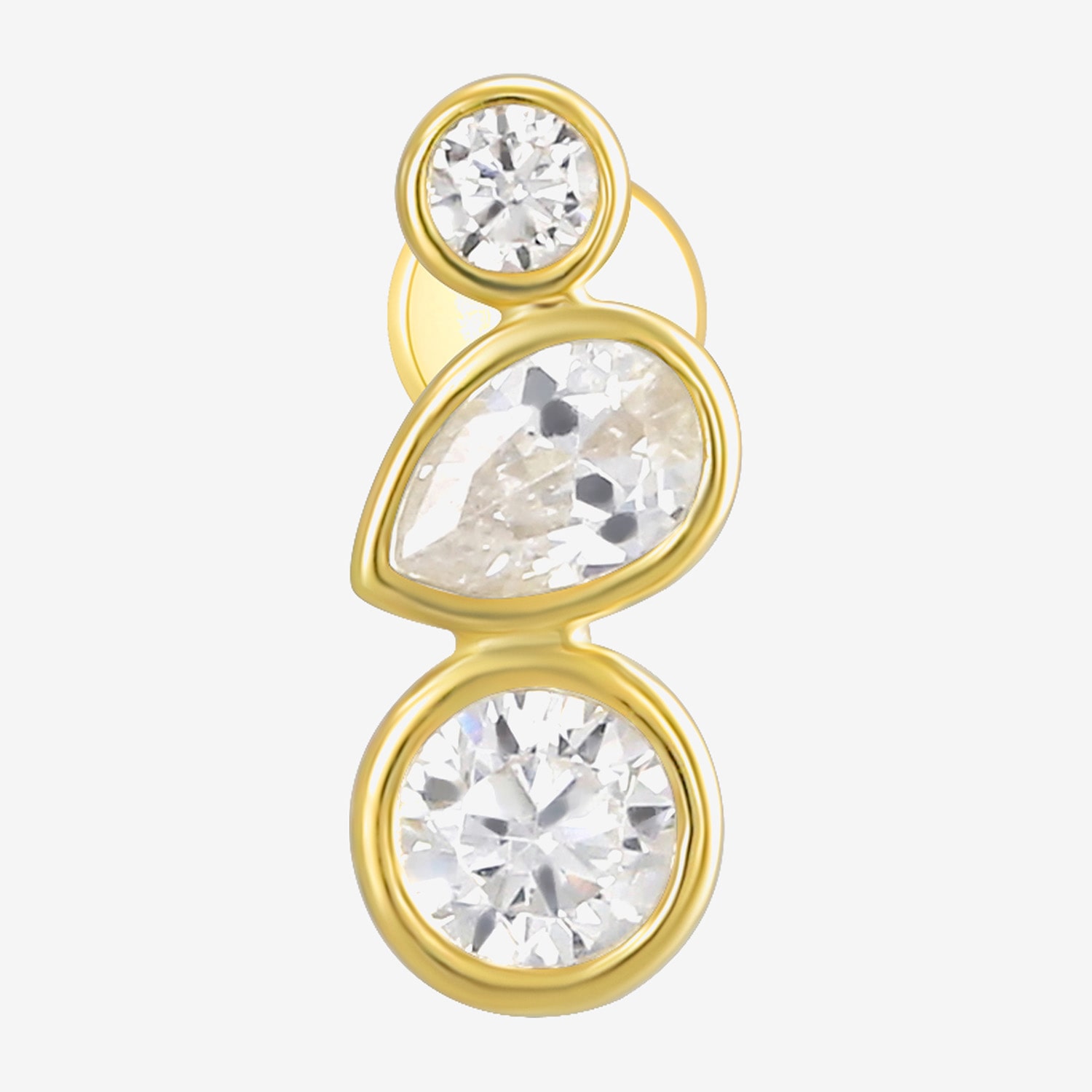 Gold Addiction Butterfly Womens White Cubic Zirconia 10K Gold 6.5mm Butterfly Single Earring