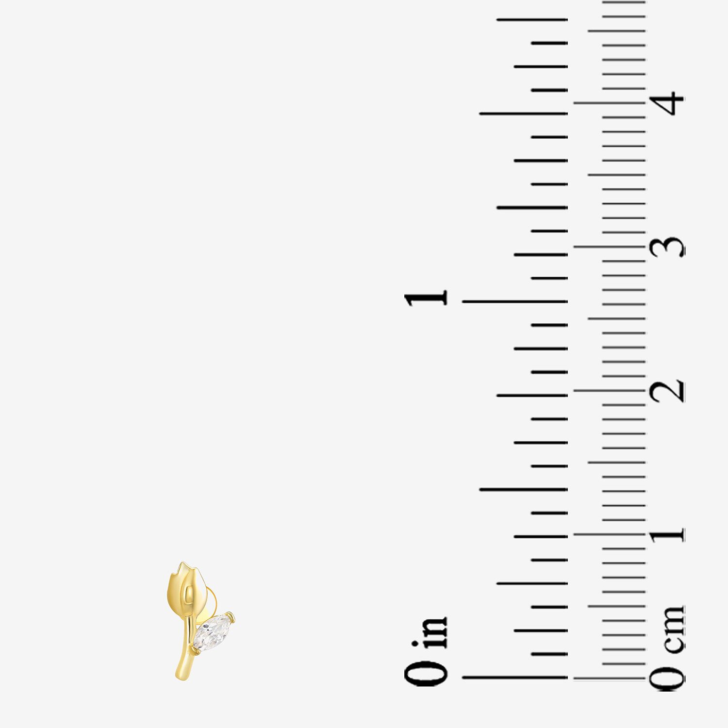 Gold Addiction Womens White Cubic Zirconia 10K Gold 7mm Flower Single Earring