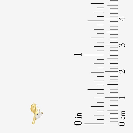 Gold Addiction Womens White Cubic Zirconia 10K Gold 5mm Flower Single Earring