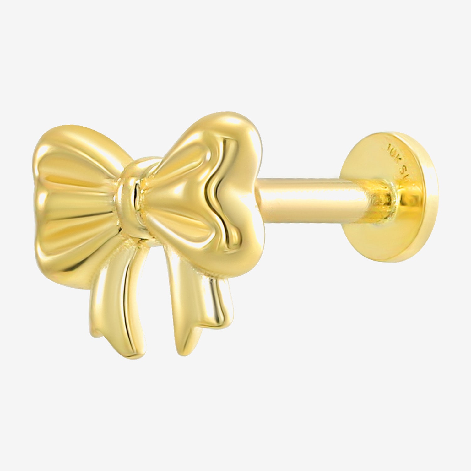 Gold Addiction Womens 10K Gold 6.5mm Bow Single Earring