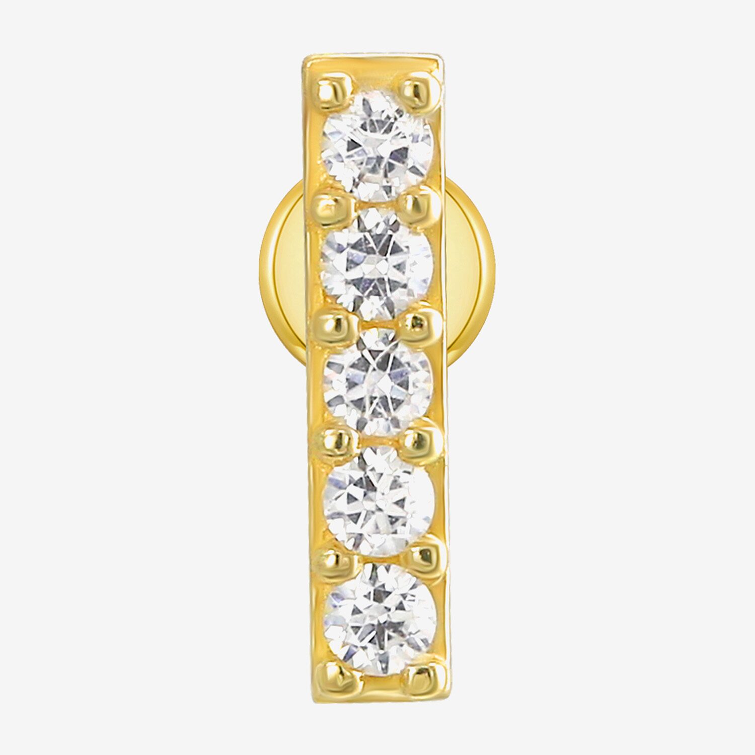 Gold Addiction Womens White Cubic Zirconia 10K Gold 8mm Bar Single Earring