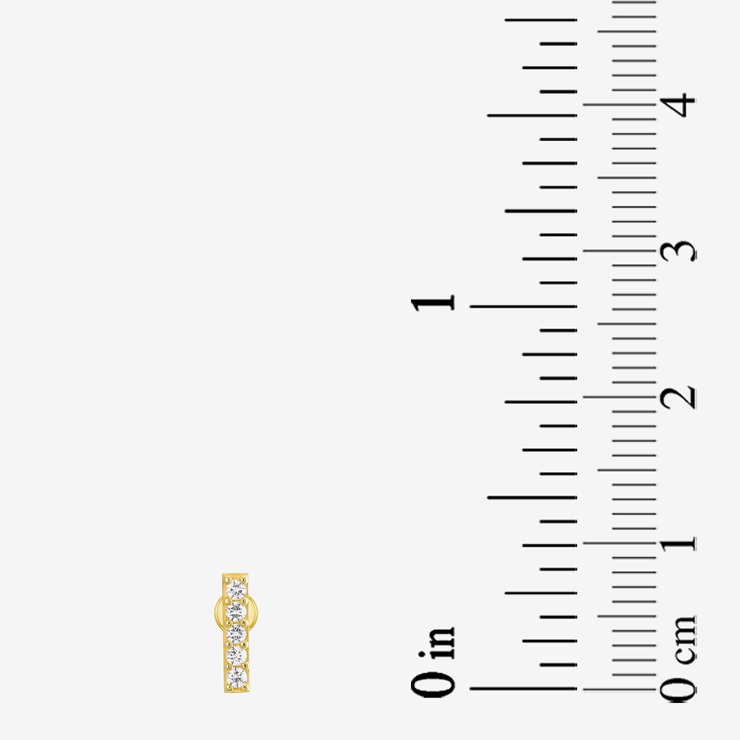 Gold Addiction Womens White Cubic Zirconia 10K Gold 8mm Bar Single Earring
