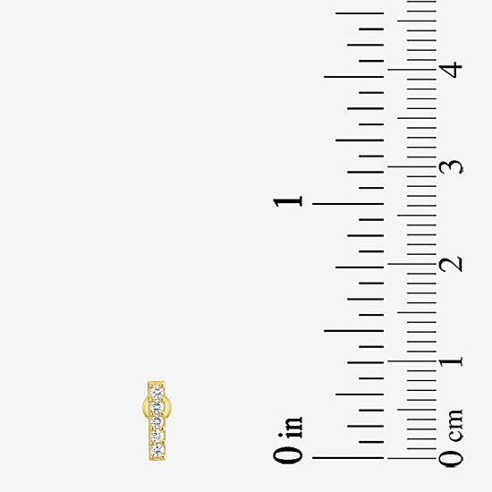 Gold Addiction Womens White Cubic Zirconia 10K Gold 8mm Bar Single Earring