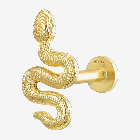 Gold Addiction Snake Womens 10K Gold 9.4mm Single Earring