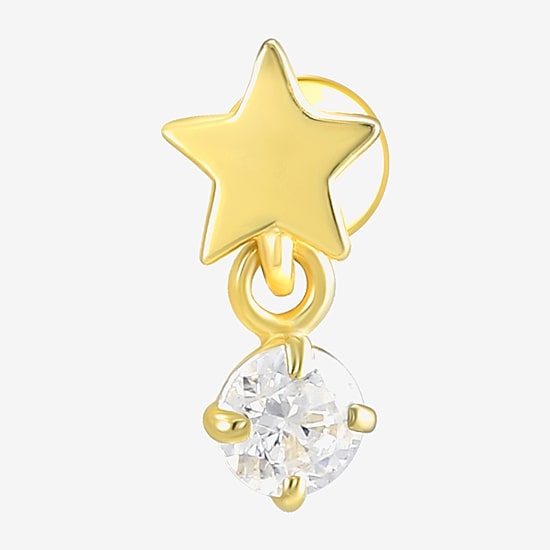 Gold Addiction Womens White Cubic Zirconia 10K Gold 4.6mm Star Single Earring