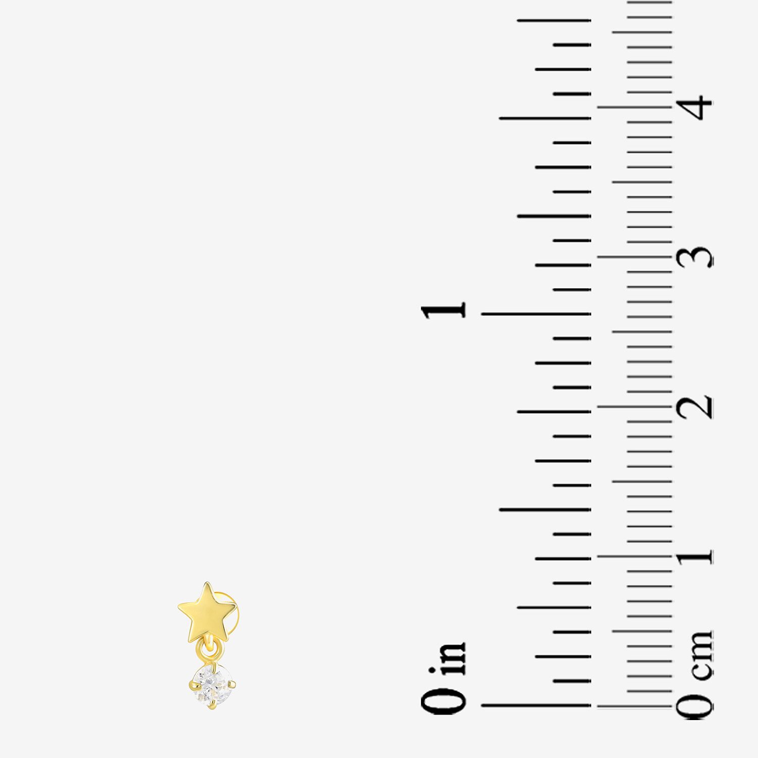 Gold Addiction Womens White Cubic Zirconia 10K Gold 7.5mm Star Single Earring