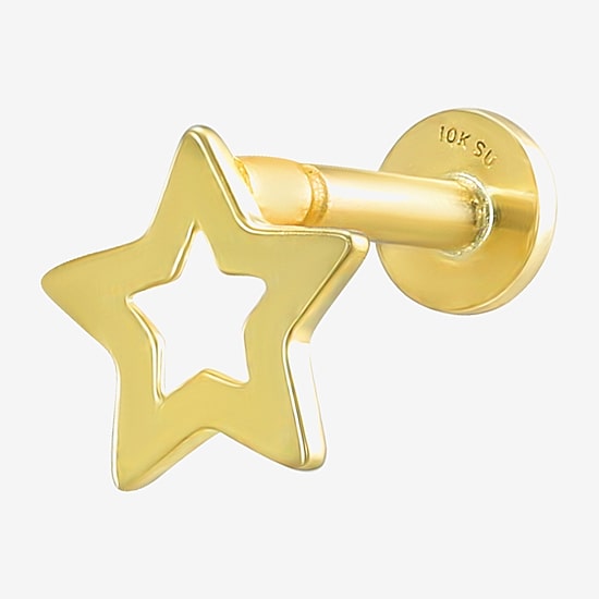 Gold Addiction Womens 10K Gold 4.1mm Star Single Earring