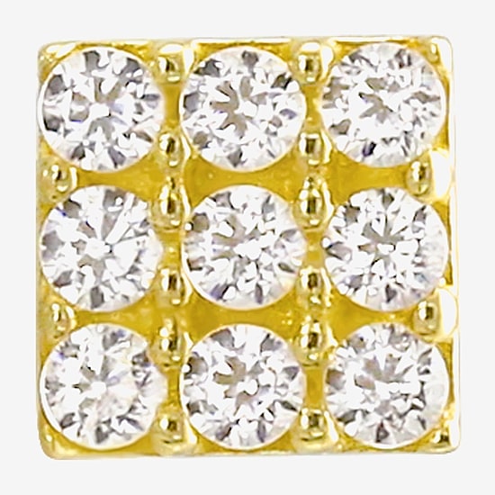 Gold Addiction Womens White Cubic Zirconia 10K Gold Square Single Earring