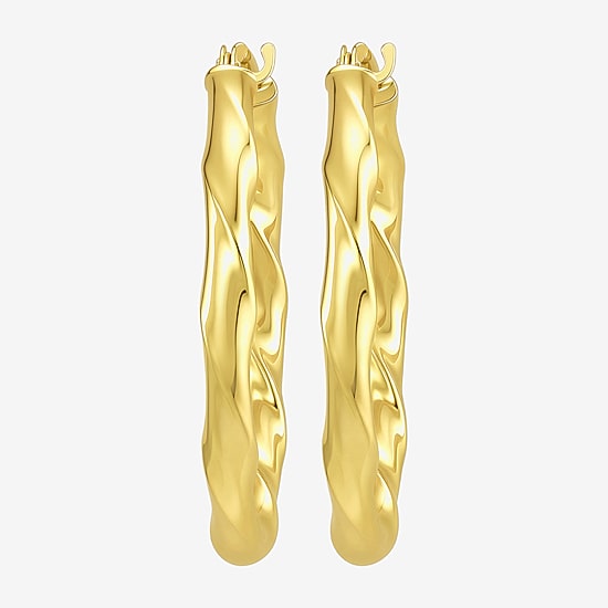 Womens 10K Gold 25mm Round Hoop Earrings