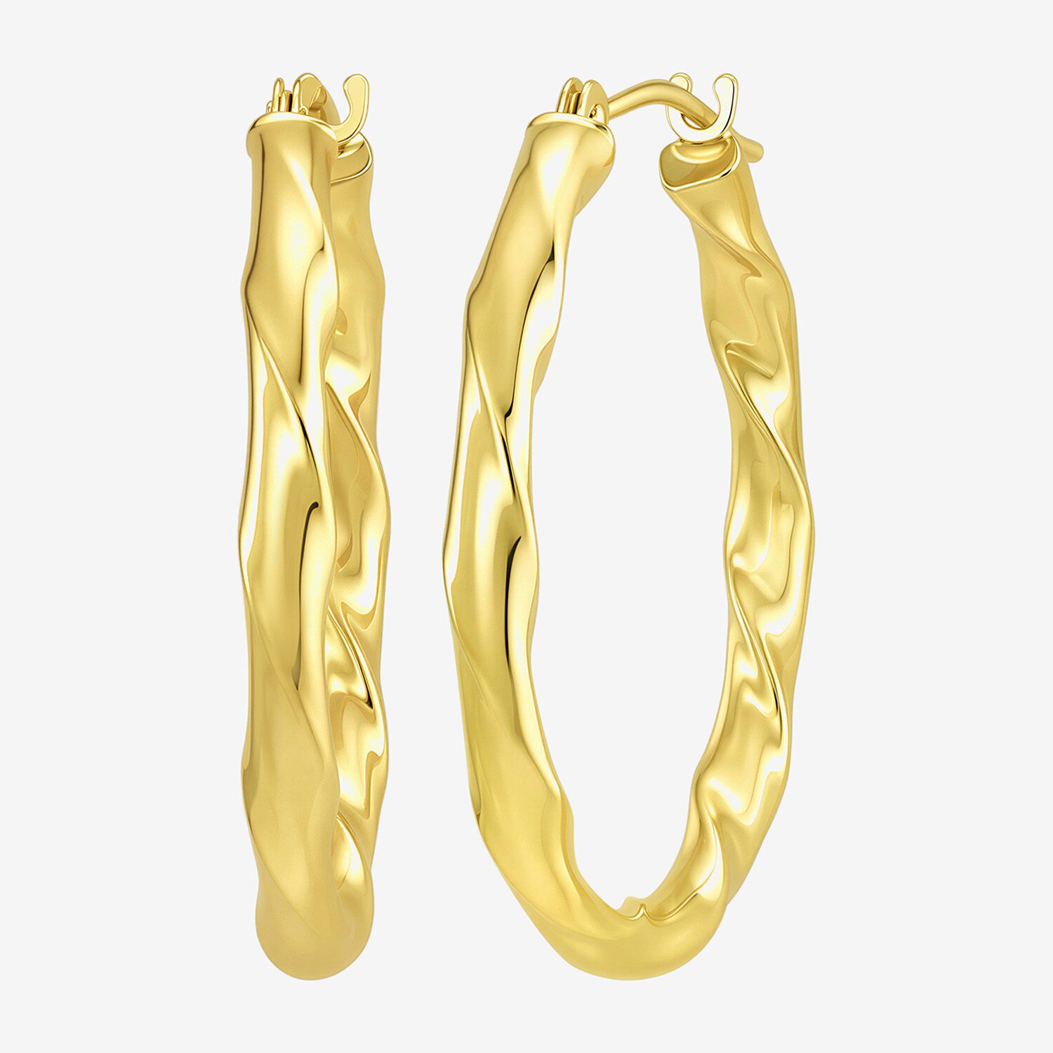 Womens 10K Gold 25mm Round Hoop Earrings