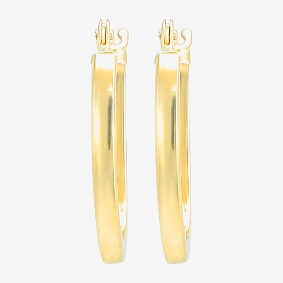 Womens 14K Gold 15.8mm Oval Hoop Earrings
