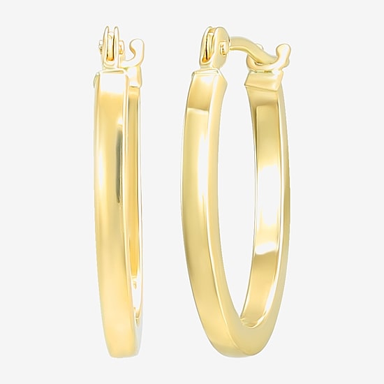 Womens 14K Gold 15.8mm Oval Hoop Earrings