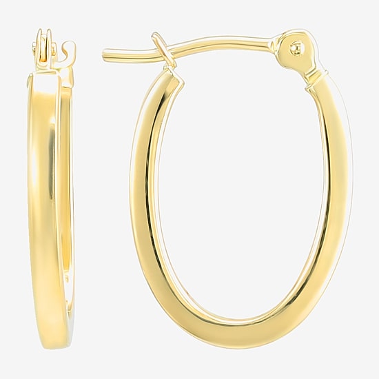 Womens 14K Gold 15.8mm Oval Hoop Earrings