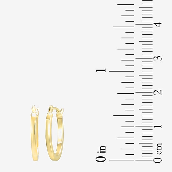 Womens 14K Gold 15.8mm Oval Hoop Earrings