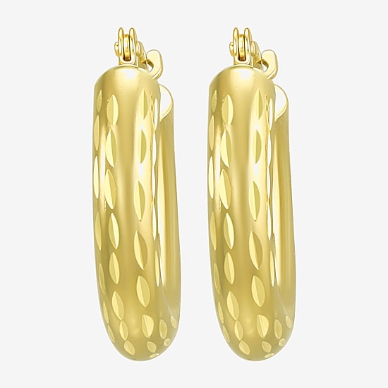 Womens 14K Gold 15mm Round Hoop Earrings