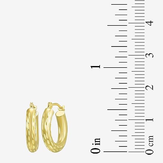 Womens 14K Gold 15mm Round Hoop Earrings