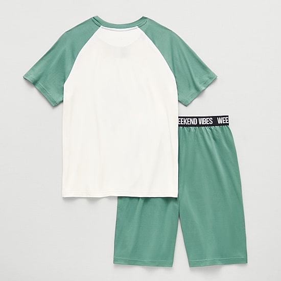 Dream Big Peace Out Little & Big Kid Boys Crew Neck Short Sleeve 2-pc. Pajama Set