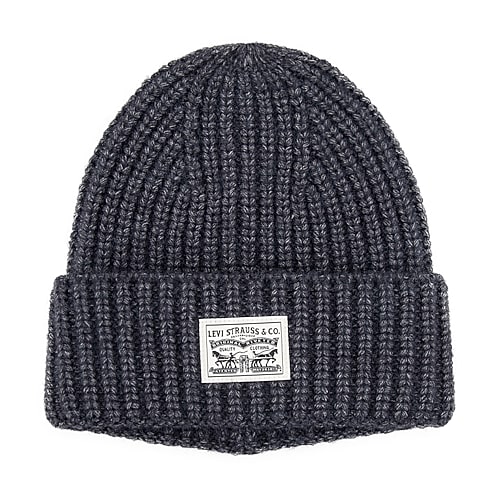 Levi 's Ribbed Knit Patch Mens Beanie In Black