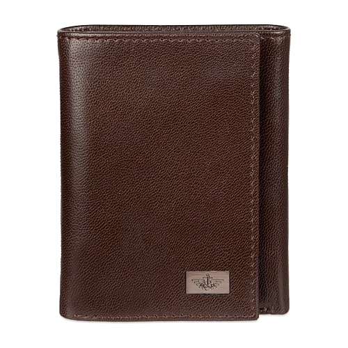 Dockers Mens Extra Capacity Trifold Wallet In Brown