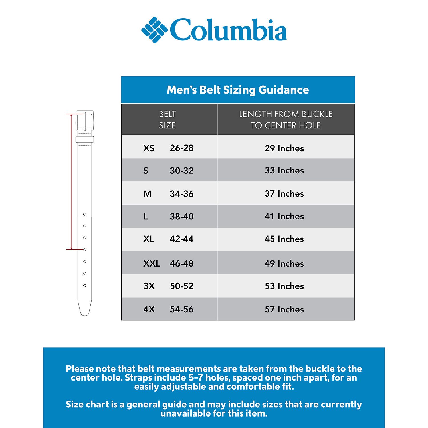 Columbia Fully Adjustable Mens Belt