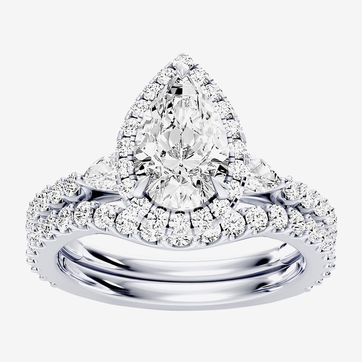 Enchanted Disney Fine Jewelry Belle (F / Si1) Womens 2 1/8 Ct. T.W. Lab Grown White Diamond 10K Gold Beauty and the Beast Princess Side Stone Halo Bridal Set