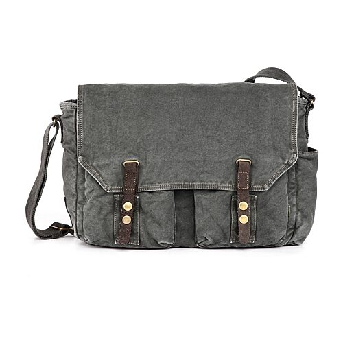 Tsd Brand Coastal Canvas Messenger Bag - Dark Gray