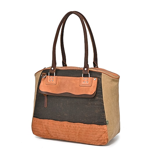 TSD Brand Tapa 2-Tone Satchel Messenger Bag