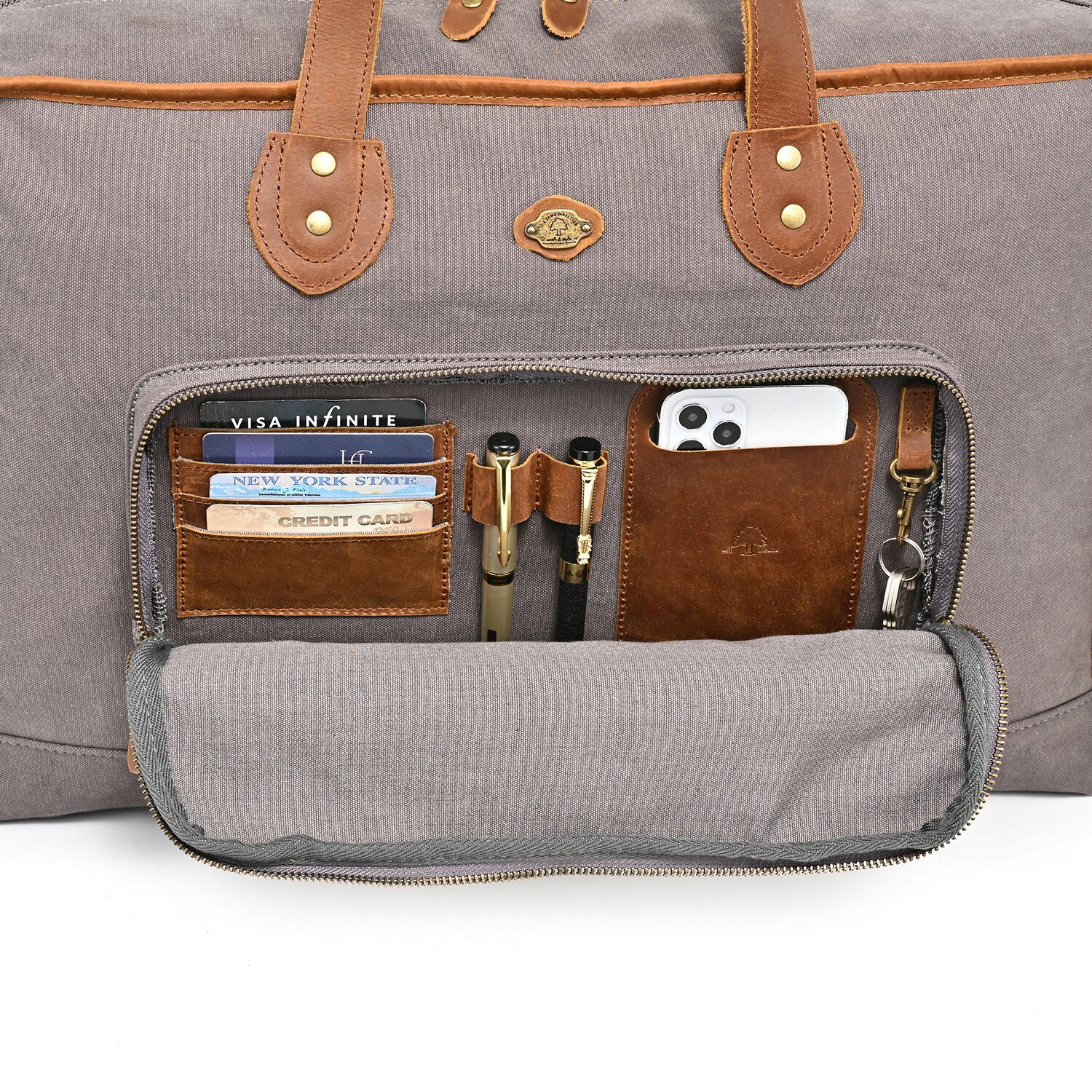 TSD Brand Valley Oak Convertible Weekender Duffel Bag