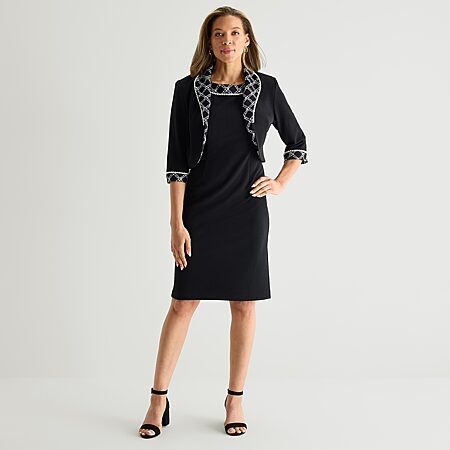 maya brooke 3 4 sleeve embroidered jacket dress Maya Brooke 3/4 Sleeve Sequin Embroidered Jacket & Dress 2 Piece Set Size  16W
