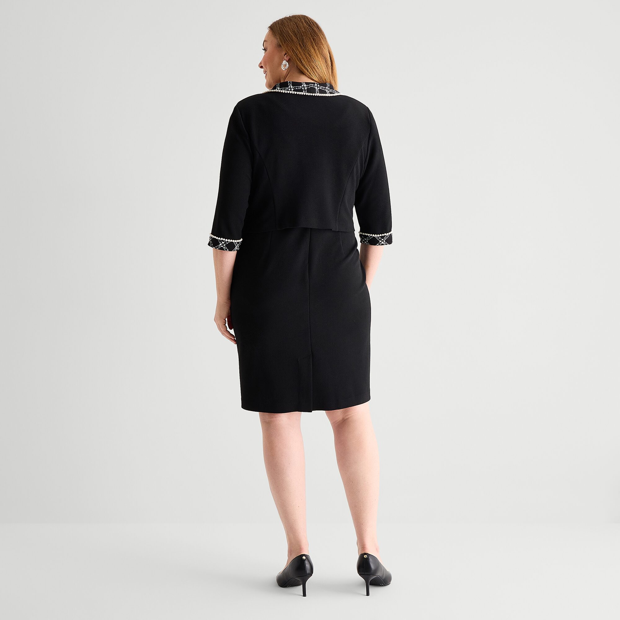 Maya Brooke Womens Plus Grid Jacket Dress