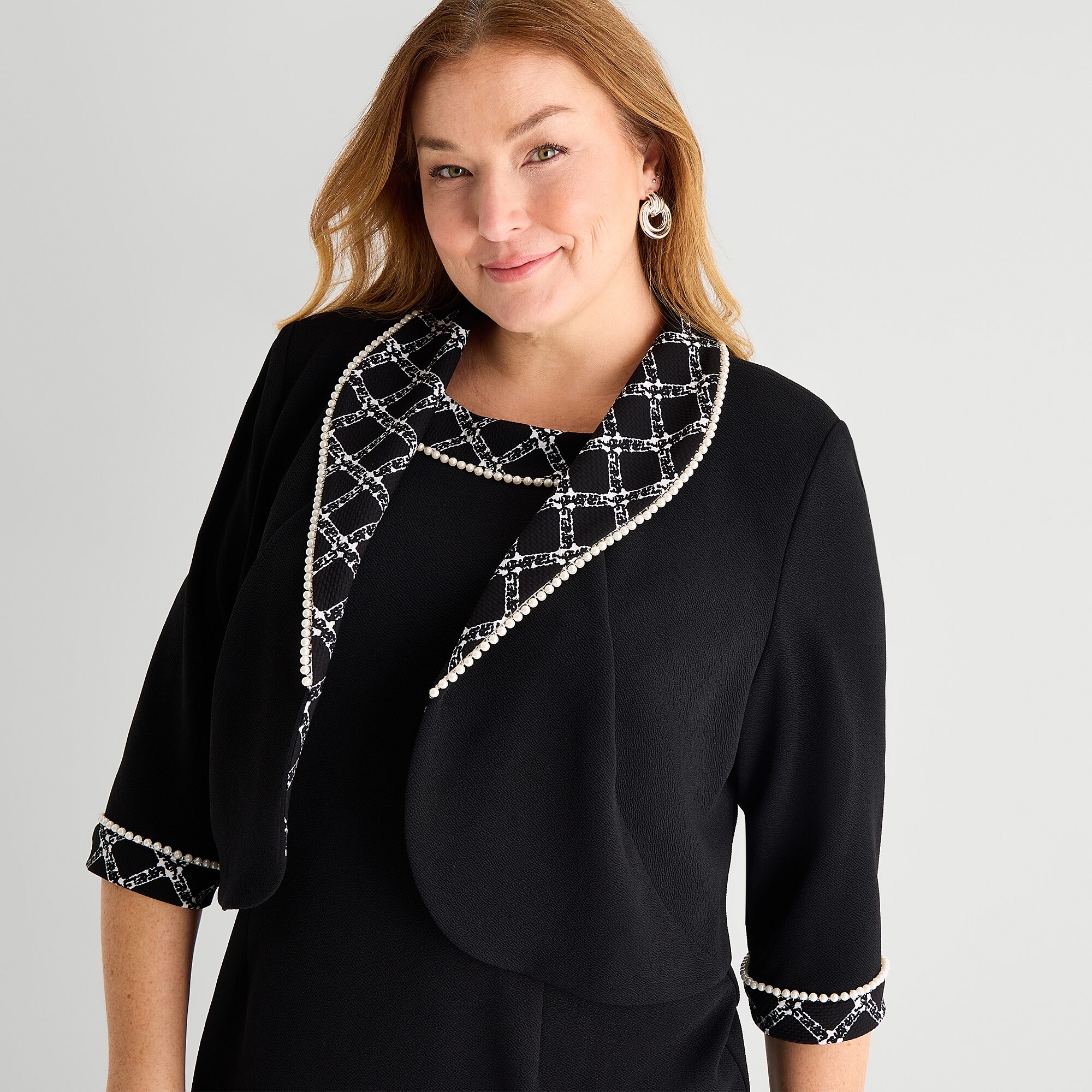 Maya Brooke Womens Plus Grid Jacket Dress