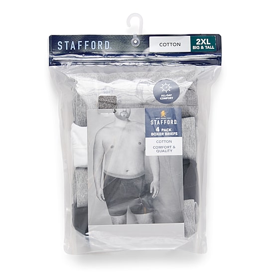 Stafford Cotton Mens Big 4 Pack Boxer Briefs 302866