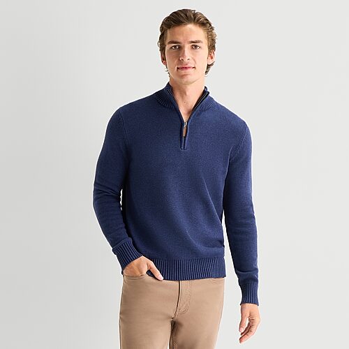 St. John's Bay Mens Mock Neck Long Sleeve Quarter-zip Pullover Sweater In Blue