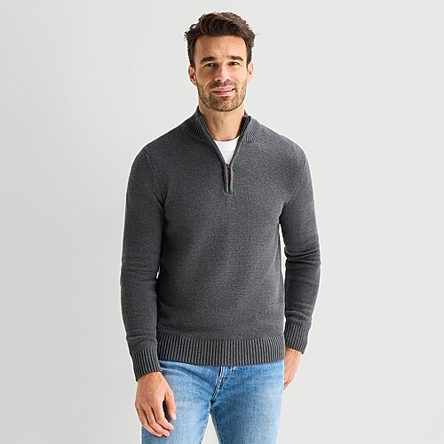 St. John's Bay Mens Mock Neck Long Sleeve Quarter-zip Pullover Sweater In Gray