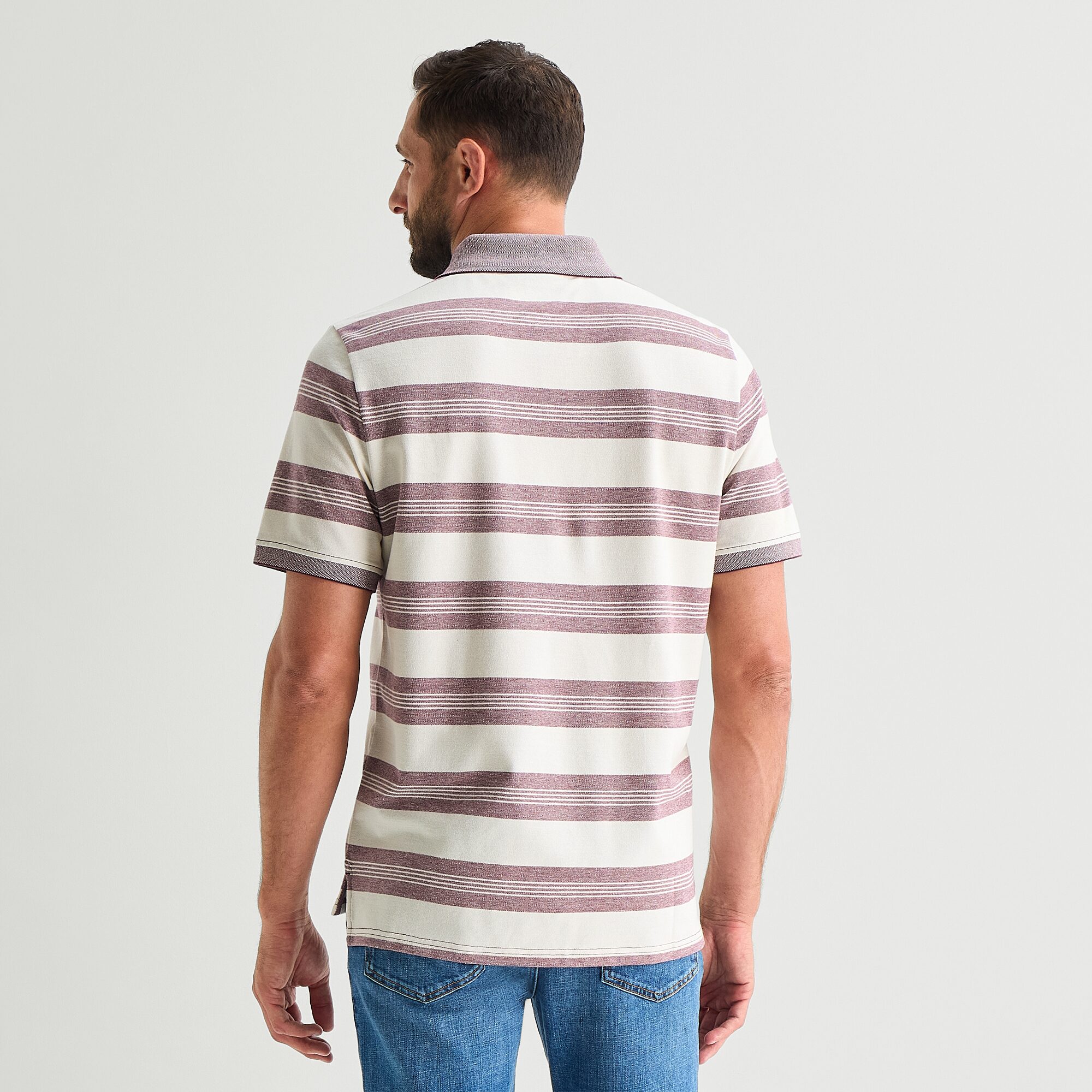 St. John's Bay Premium Stretch Striped Oxford Mens Classic Fit Short Sleeve Polo Shirt