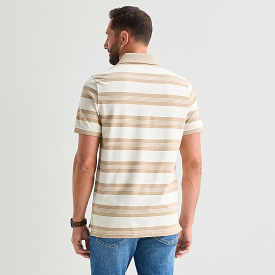 St. John's Bay Premium Stretch Striped Oxford Mens Classic Fit Short Sleeve Polo Shirt