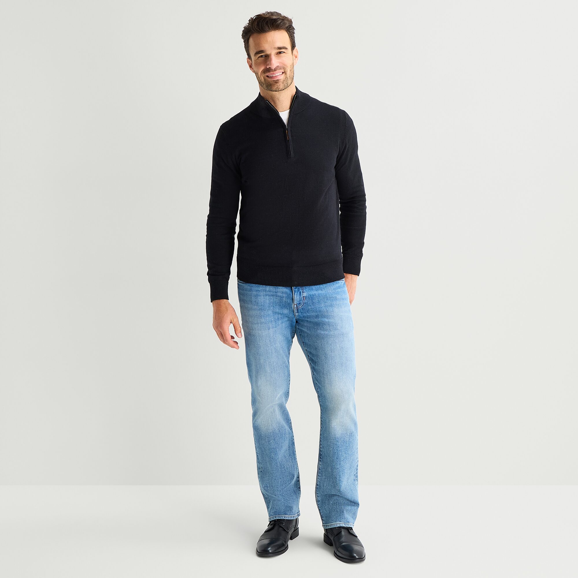 St. John's Bay Fine Gauge Mens Mock Neck Long Sleeve Quarter-Zip Pullover Sweater